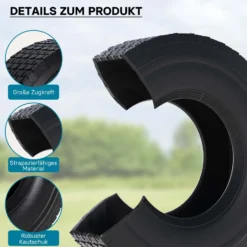 Wiltec Mantel Rasenmäherreifen Reifendecke Rasentraktor Aufsitzmäher Rasenmäher Zugkarren 16x6.50-8 4PR