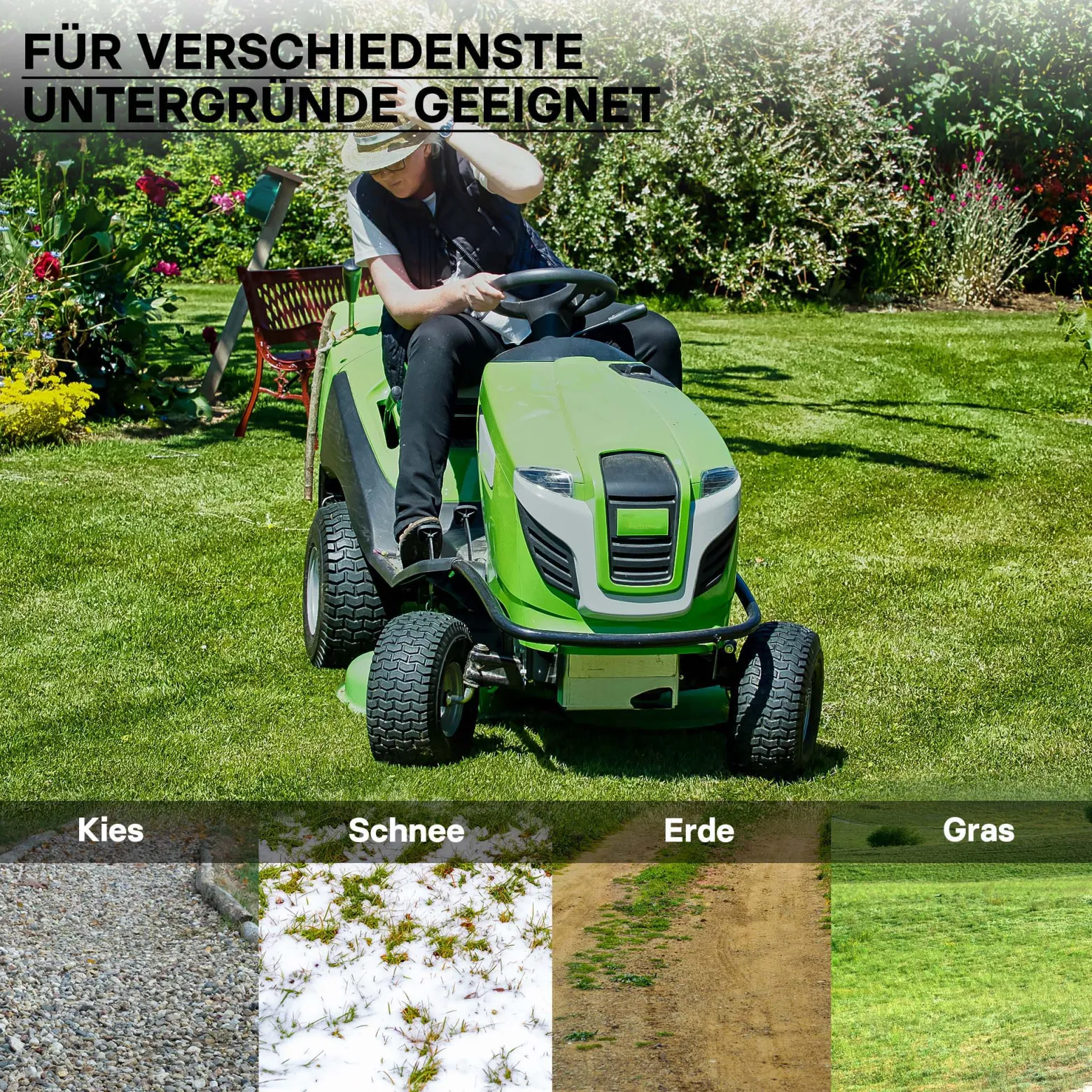 Wiltec Mantel Rasenmäherreifen Reifendecke Rasentraktor Aufsitzmäher Rasenmäher Zugkarren 16x6.50-8 4PR