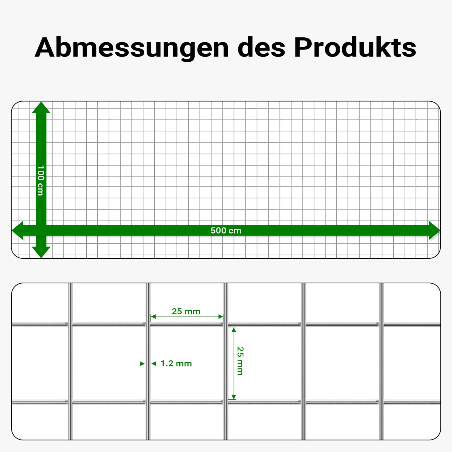 Wiltec Maschendrahtzaun 100 cm x 5 m, 1,2 mm stark 25x25 mm Maschengröße, Volierendraht 4-Eck aus Stahl verzinkt, Drahtgitter, Vogeldraht