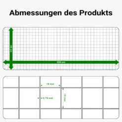 Wiltec Maschendrahtzaun 50 cm x 5 m 0,75 mm stark 19 x 19 mm Maschengröße, Volierendraht 4-Eck aus Stahl verzinkt, Drahtgitter, Vogeldraht