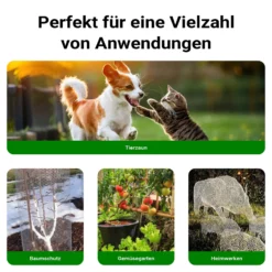 Wiltec Maschendrahtzaun Grün 1x10 m 100 cm Höhe 0,9 mm Stärke 12x12 mm Maschengröße, Volierendraht 4-Eck aus Stahl verzinkt, Drahtgitter, Vogeldraht