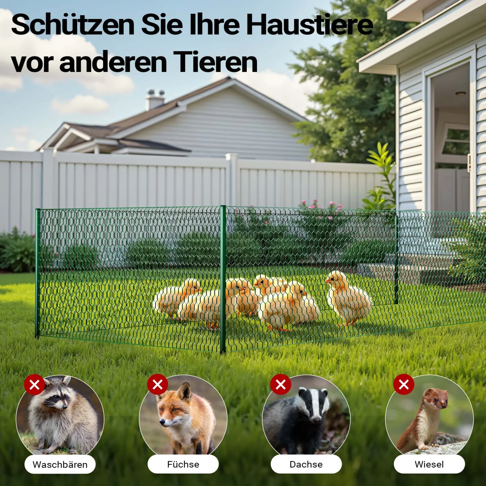 Wiltec Maschendrahtzaun Grün 60 cm x 10 m, 0,6 mm Stärke 25 x 25 mm Maschengröße, Volierendraht 6-Eck aus Stahl verzinkt, Drahtgitter, Vogeldraht