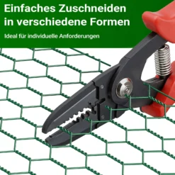 Wiltec Maschendrahtzaun Grün 90 cm x 10 m, 0,6 mm Stärke 25x25 mm Maschengröße, Volierendraht 6-Eck aus Stahl verzinkt, Drahtgitter, Vogeldraht
