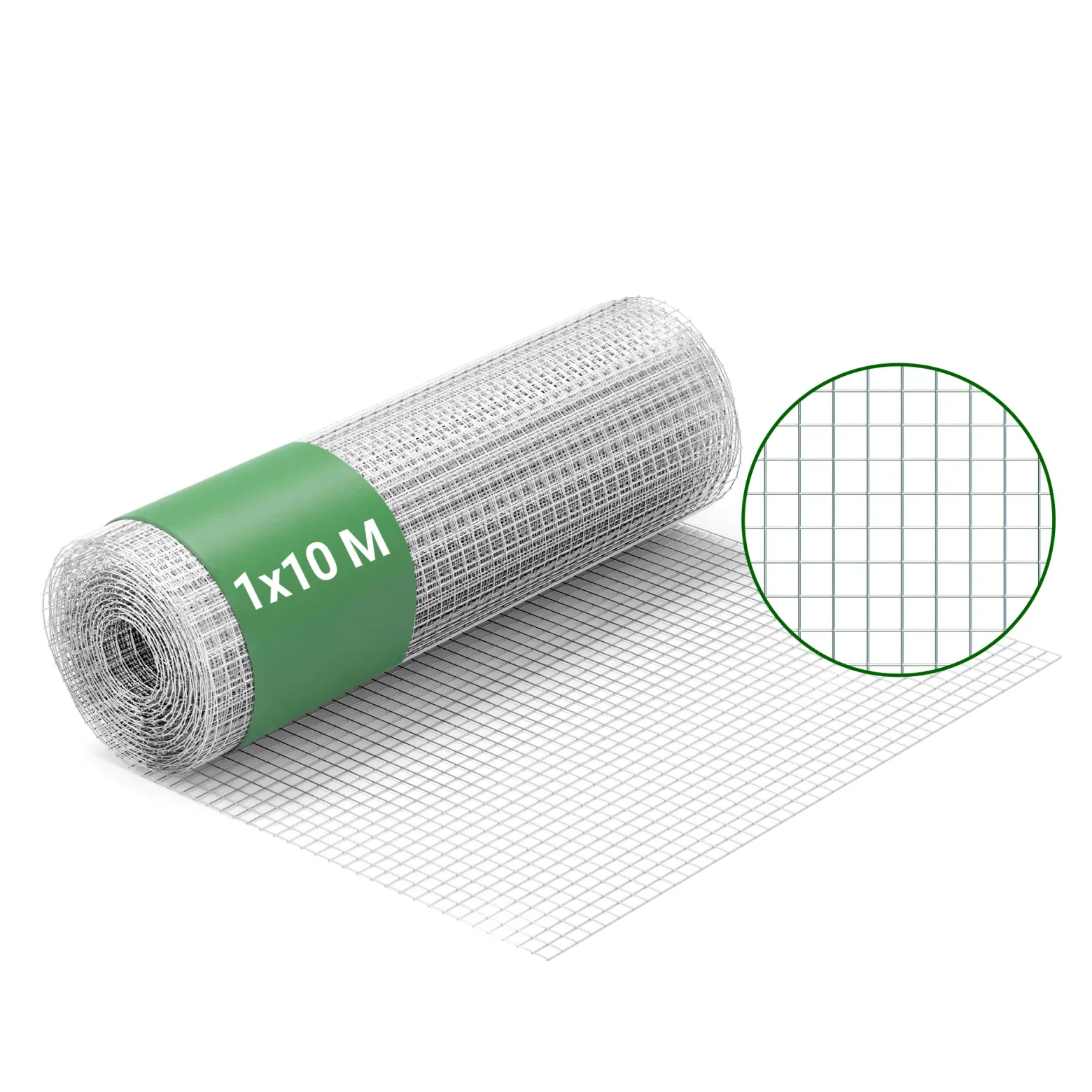Wiltec Maschendrahtzaun 1 m x10 m, 1,2 mm Drahtstärke 25x25 mm Maschengröße, Volierendraht 4-Eck aus Stahl verzinkt, Drahtgitter, Vogeldraht