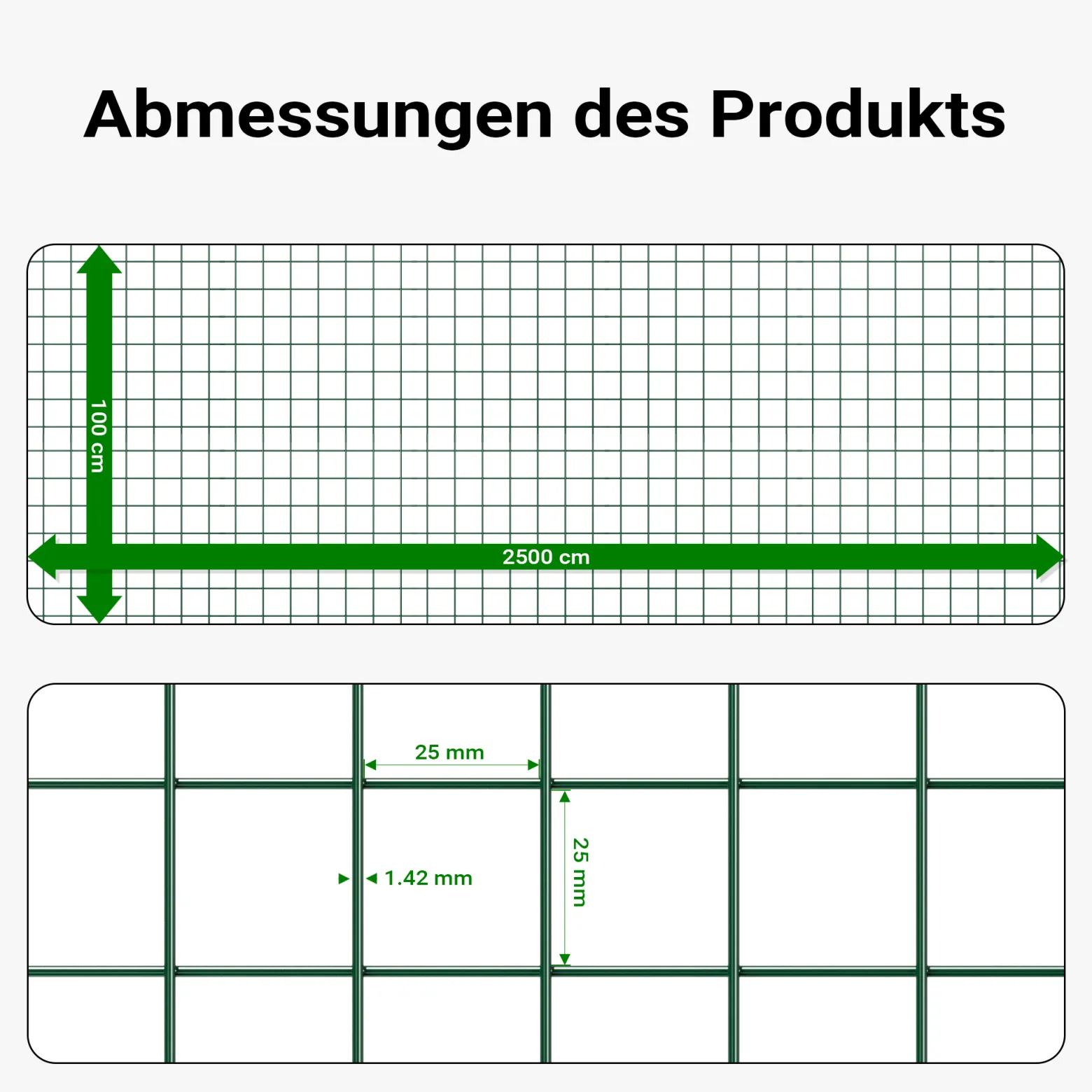 Wiltec Maschendrahtzaun Schwarz 1x25 m 100 cm Höhe 1,42 mm Stärke 25x25 mm Maschengröße, Volierendraht 4-Eck aus Stahl verzinkt, Drahtgitter, Vogeldraht