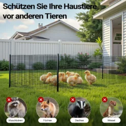 Wiltec Maschendrahtzaun Schwarz 1x25 m 50 cm Höhe 1,42 mm Stärke 25x25 mm Maschengröße, Volierendraht 4-Eck aus Stahl verzinkt, Drahtgitter, Vogeldraht