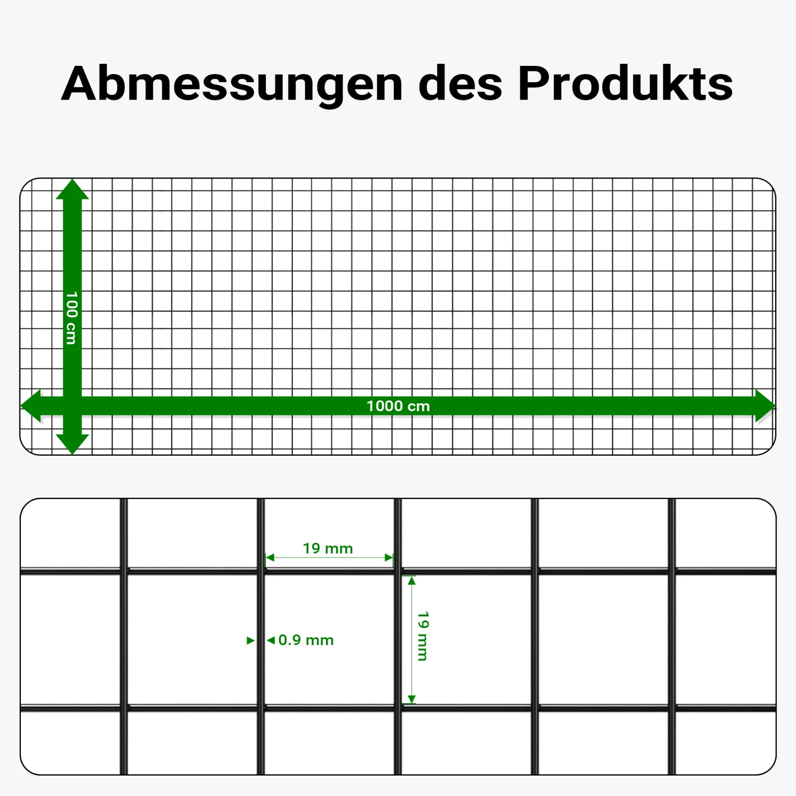 Wiltec Maschendrahtzaun Schwarz 100 cm x 10 m, 0,9 mm Stärke 19x19 mm Maschengröße, Volierendraht 4-Eck aus Stahl verzinkt, Drahtgitter, Vogeldraht