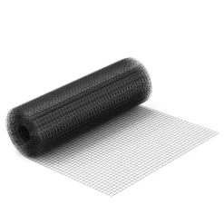 Wiltec Maschendrahtzaun Schwarz 1x10 m 50 cm Höhe 1,42 mm Stärke 25x25 mm Maschengröße, Volierendraht 4-Eck aus Stahl verzinkt, Drahtgitter, Vogeldraht