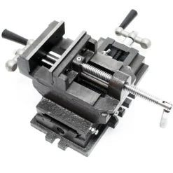Wiltec Maschinenschraubstock 2 Achsen 100 mm, Schraubstock 33x32,5x13,5 cm aus Gusseisen, Arbeitstisch für Kreuztisch, Frästisch, Werkbank