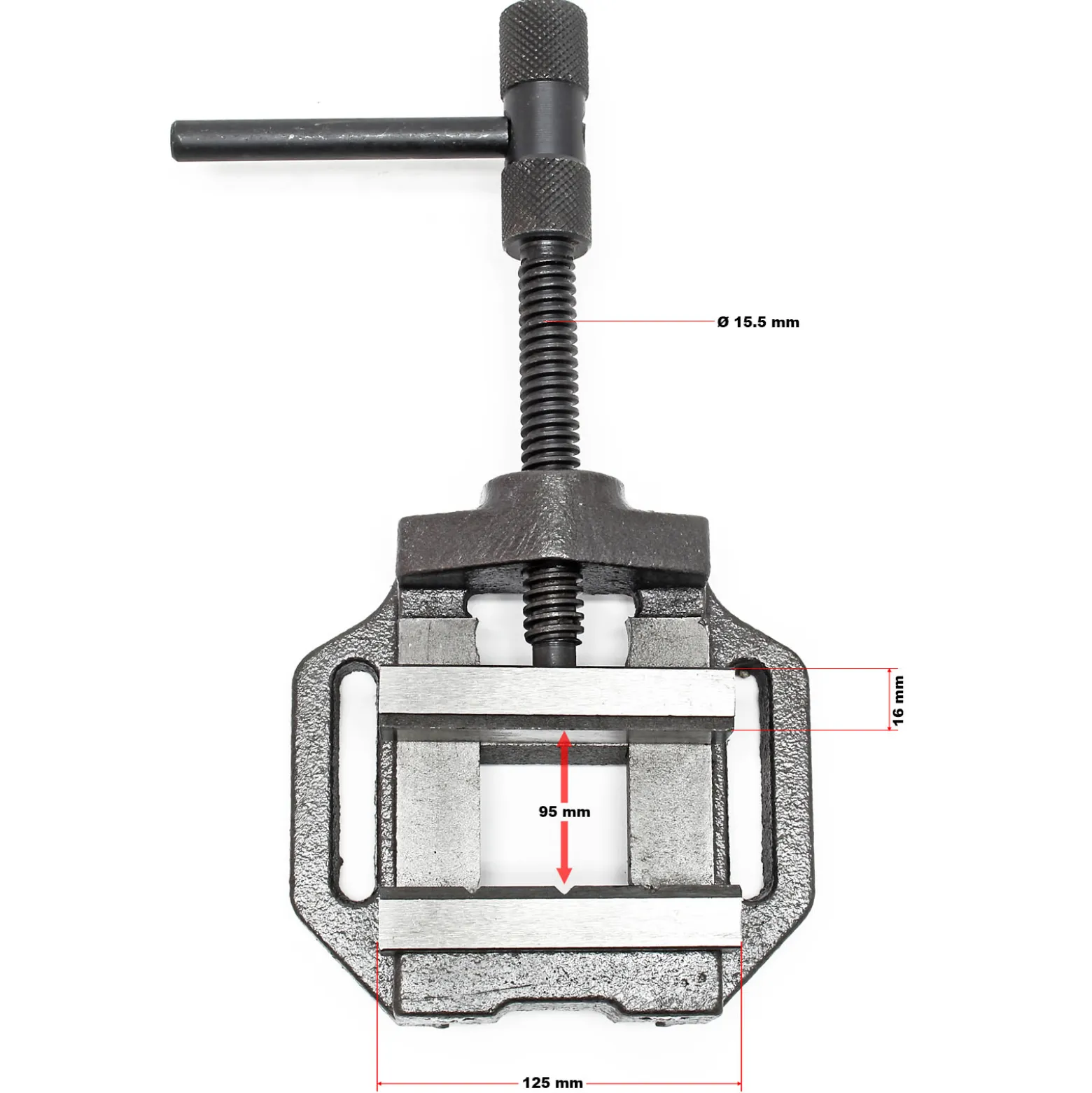 Wiltec Maschinenschraubstock 125 mm Backenbreite, Schraubstock für Werkstatt, Bohrmaschinenschraubstock als Spannwerkzeug