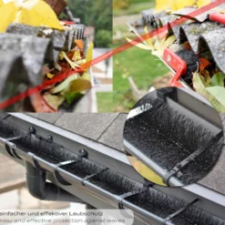 Wiltec 24 m Dachrinnenbürste 20x120 cm Ø 12 cm zum Laubschutz, Marderschutz, Vogelschutz, 20 Stück Dachrinnenraupe