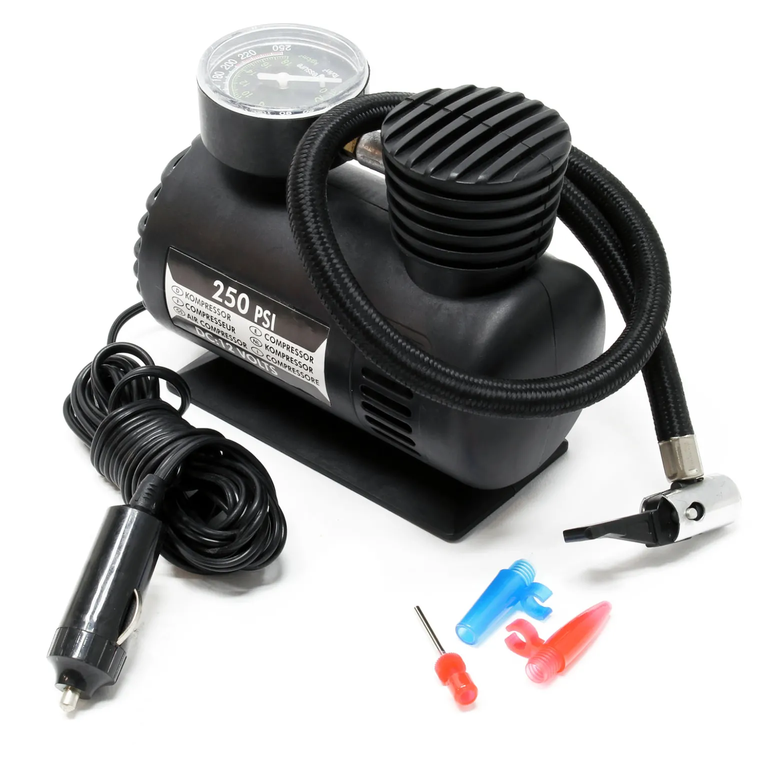 Wiltec Mini Kompressor 12V / 17 bar (250 PSI), tragbarer Luftkompressor, elektrische Luftpumpe
