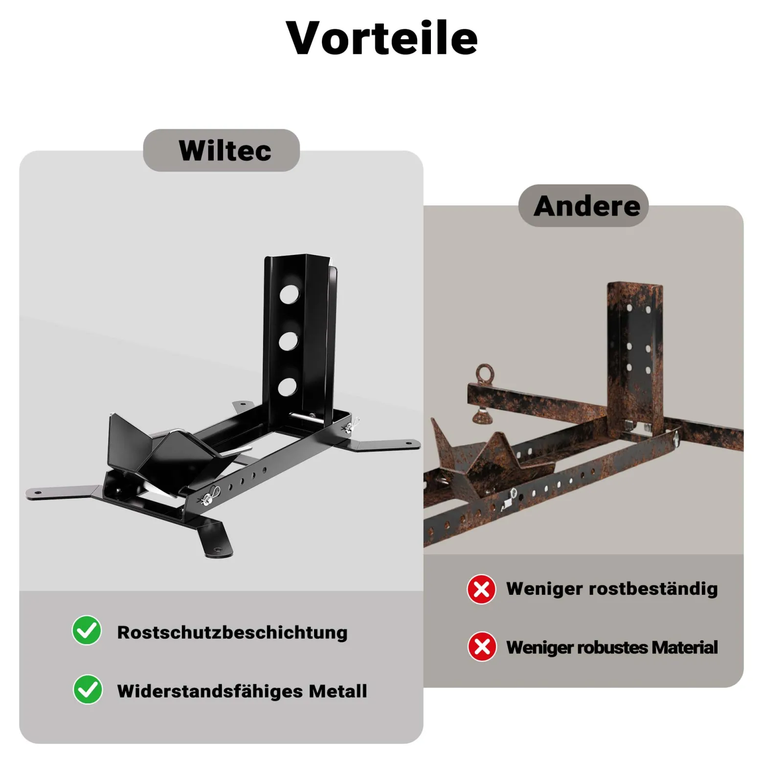 Wiltec Motorradständer bis 450kg Ø14-21", einstellbare Motorradwippe aus Stahl, Montageständer für Vorder- und Hinterrad