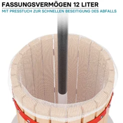 Wiltec Obstpresse 12L Maischepresse mit 3 passenden Presstüchern Weinpresse aus Holz Apfelpresse Saftpresse