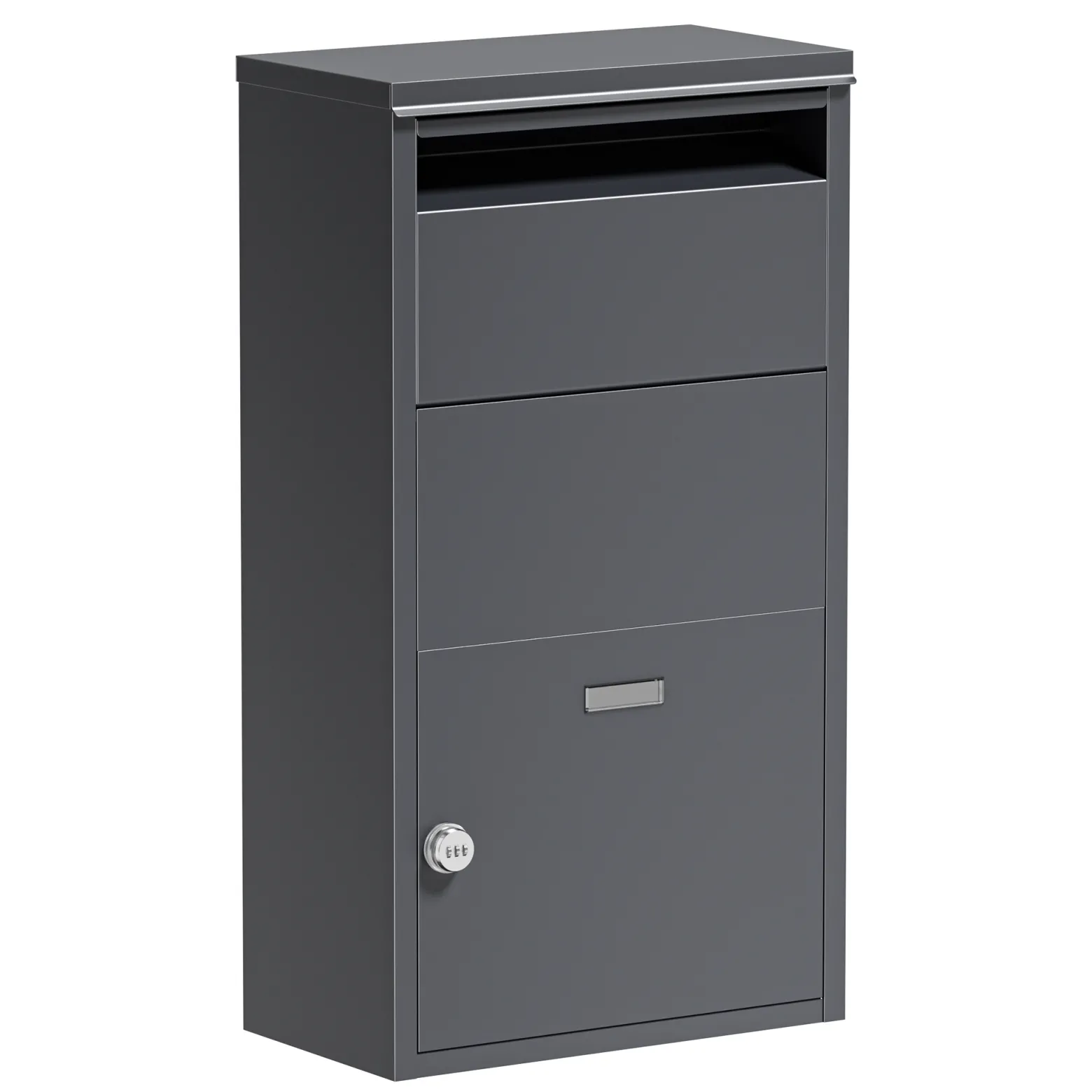 Wiltec Paketkasten anthrazit 410 x 220 x 750 mm, Paketbox Zuhause, private Paketannahme passend für Pakete und Päckchen, Standbriefkasten Stahl