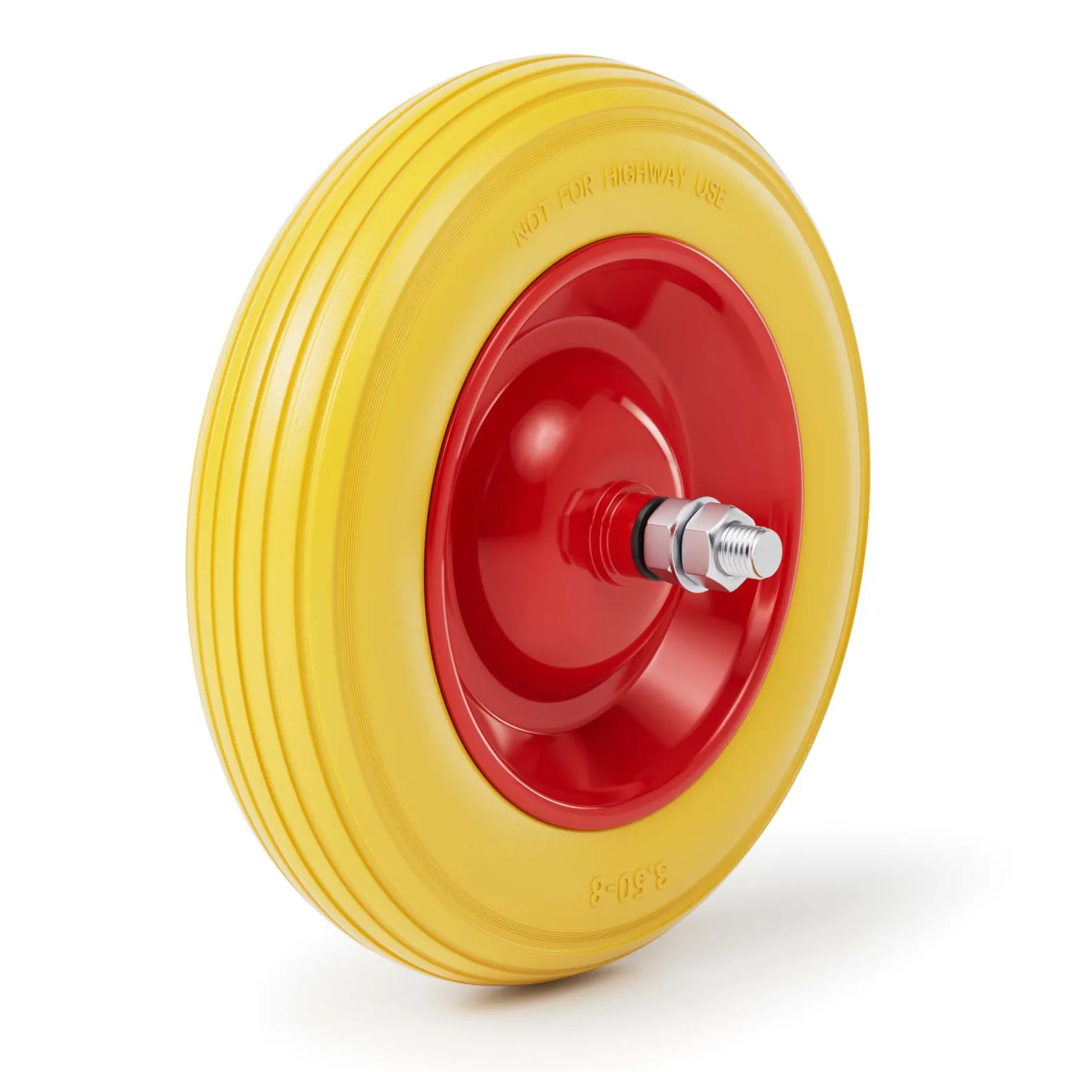 Wiltec Pannensicheres PU Rad 3.50-8 80 x 370 mm 130 kg, Polyurethan Vollgummi Schubkarren Komplettrad mit Steckachse, Schubkarrenrad pannensicher