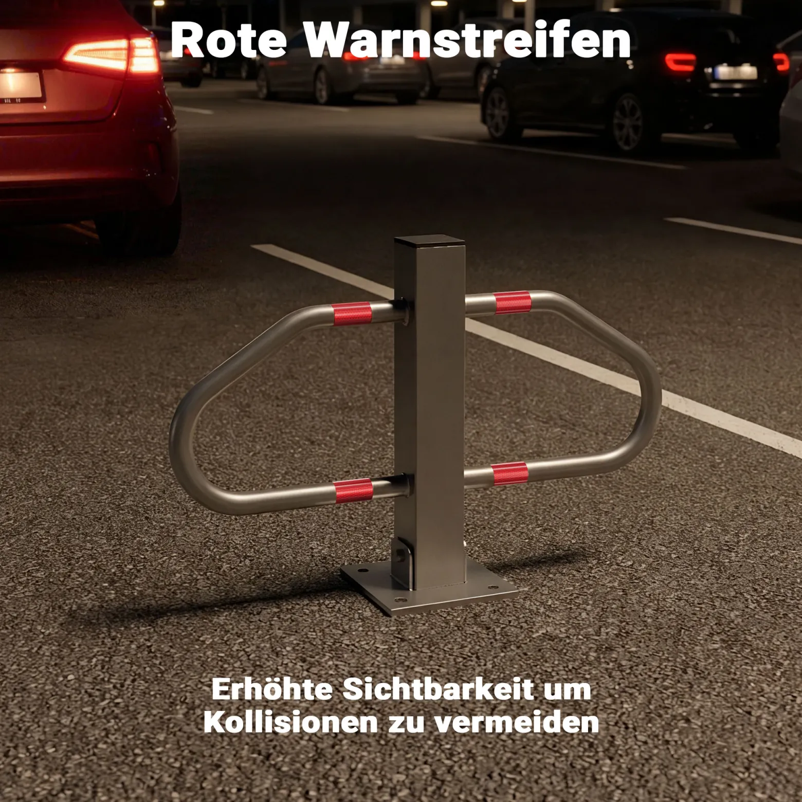 Wiltec Parkplatzbügel umklappbar 48 x 70 cm, mit Vorhängeschloss u. 3 Schlüsseln, Parkpfosten zur Sicherung des Parkplatzes, Sperrbügel aus Stahl