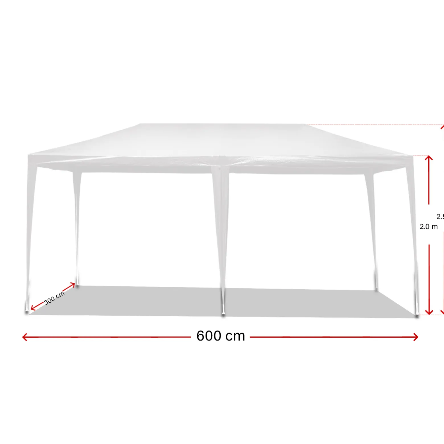 Wiltec Pavillon 3 x 6 m in Weiß mit UV-Schutz 50+, Gartenpavillon mit aufrollbaren Seiten, Partyzelt mit Fenstern für z. B. Terrasse und Festival