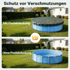 Wiltec Poolabdeckung rund Ø 420 cm, 200 g/m² PE, UV-beständige Abdeckplane, 2in1 Poolplane für Sommer und Winter, schwarz/grün