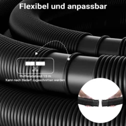 Wiltec Poolschlauch 30 m ⌀38 mm, Schwimmbadschlauch mit Muffen, Pumpenschlauch für Schwimmbecken, Saugschlauch, Solarschlauch