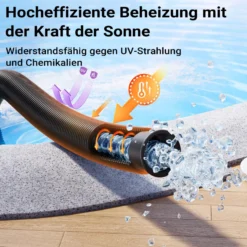 Wiltec Poolschlauch 12 m ⌀38 mm, Schwimmbadschlauch mit Muffen, Pumpenschlauch für Schwimmbecken, Saugschlauch, Solarschlauch
