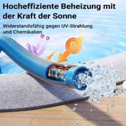 Wiltec Poolschlauch 15 m ⌀32 mm, Schwimmbadschlauch mit Muffen, Pumpenschlauch für Schwimmbecken, Saugschlauch, Solarschlauch