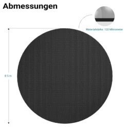 Wiltec Pool Solarfolie Ø 5 m, schwarz, Poolheizung aus 120 µ starkem PE Film, Poolabdeckung Poolplane Solarplane rund