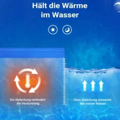 Wiltec Pool Solarfolie 4 x 6 m, blau, Poolheizung aus 400 µ starkem PE Film, Poolabdeckung Poolplane Solarplane rechteckig