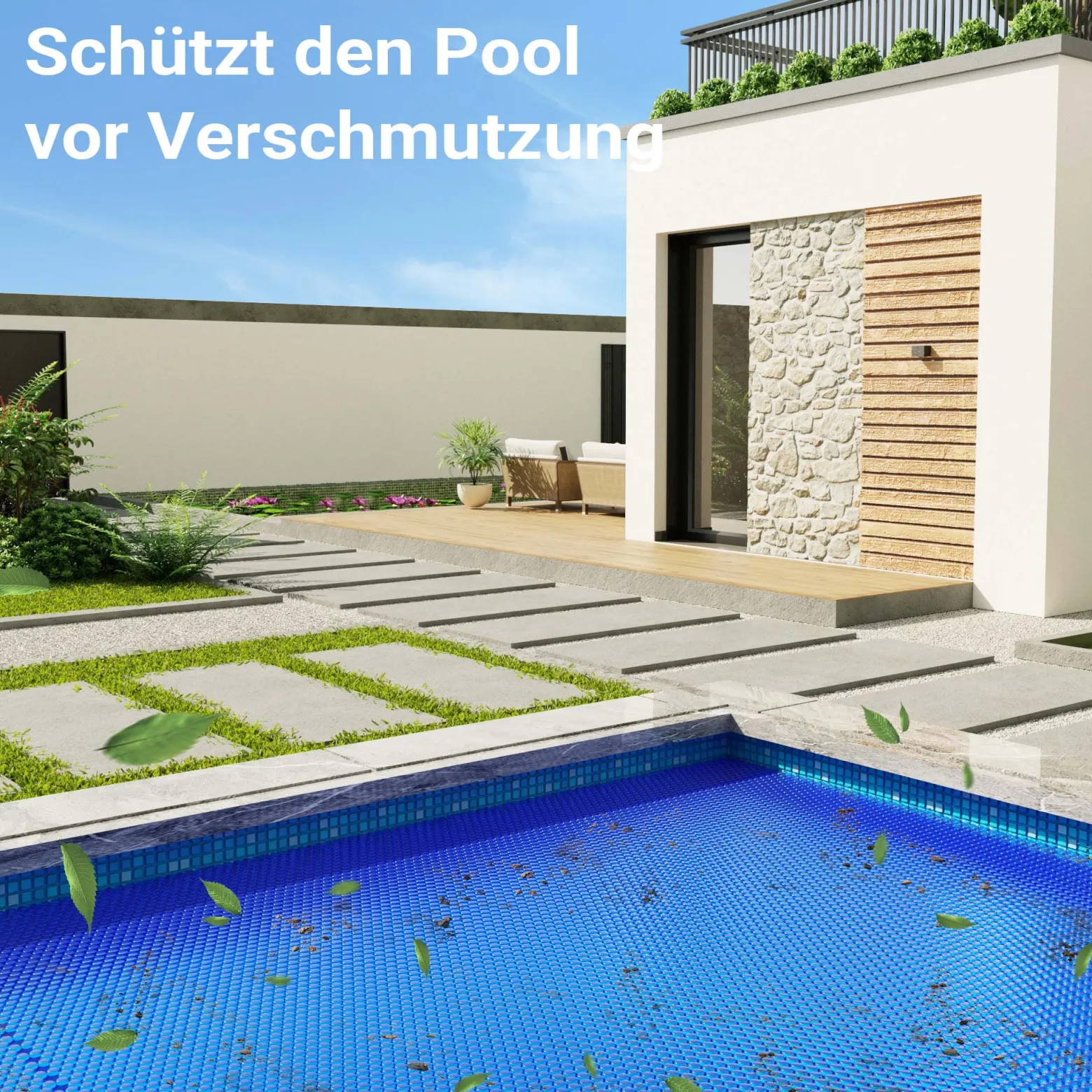 Wiltec Pool Solarfolie 4 x 6 m, blau, Poolheizung aus 140 µ starkem PE Film, Poolabdeckung Poolplane Solarplane rechteckig