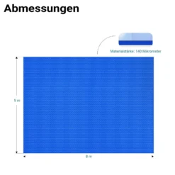 Wiltec Pool Solarfolie 5 x 8 m, blau, Poolheizung aus 140 µ starkem PE Film, Poolabdeckung Poolplane Solarplane rechteckig