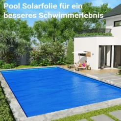 Wiltec Pool Solarfolie 5 x 8 m, blau, Poolheizung aus 120 µ starkem PE Film, Poolabdeckung Poolplane Solarplane rechteckig