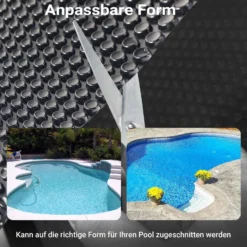Wiltec Pool Solarfolie 4 x 6 m, schwarz, Poolheizung aus 140 µ starkem PE Film, Poolabdeckung Poolplane Solarplane rechteckig