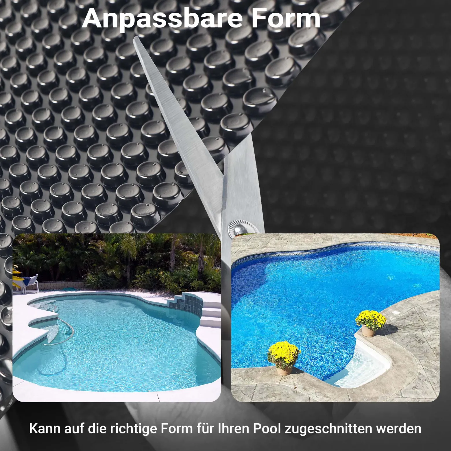 Wiltec Pool Solarfolie 5 x 8 m, schwarz, Poolheizung aus 140 µ starkem PE Film, Poolabdeckung Poolplane Solarplane rechteckig
