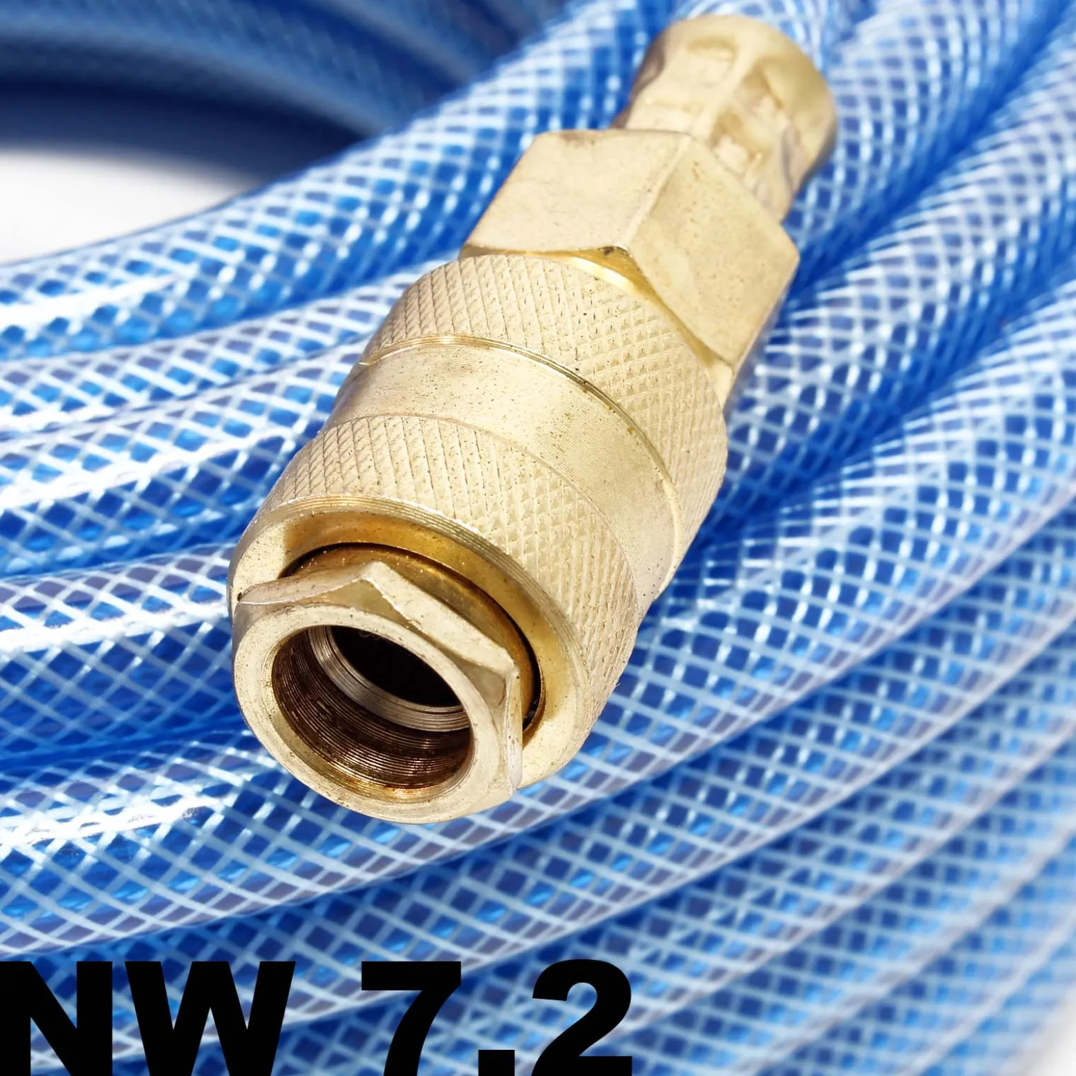 Wiltec PVC Druckluftschlauch 15 m bis max. 60 bar, Kompressorschlauch mit Schnellkupplung, Gewebeschlauch für alle gängigen Kompressoren, Luftschlauch