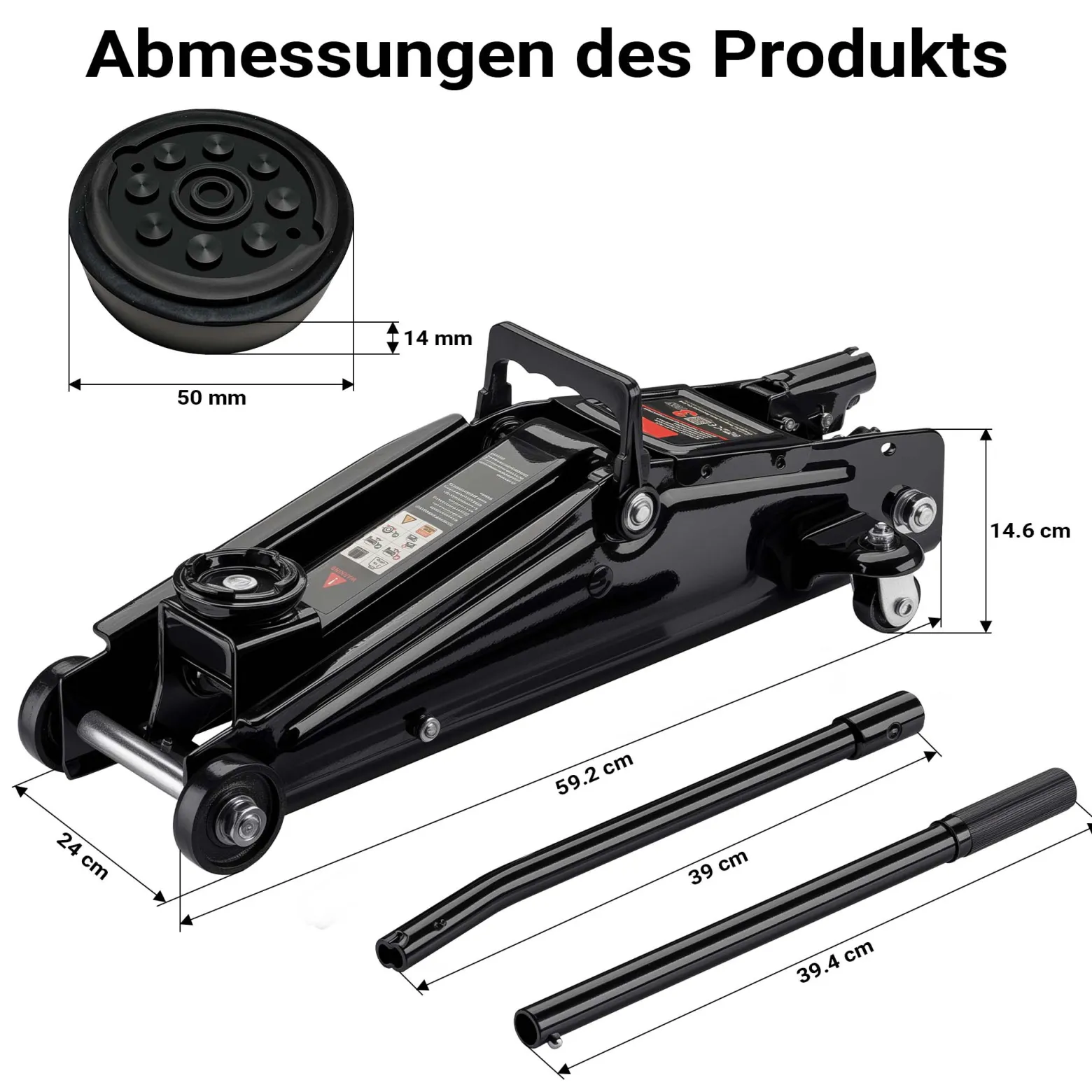 Wiltec Rangierwagenheber hydraulisch 3t, Hydraulik Wagenheber 13,5-40 cm Hubhöhe, Wagen Heber für Autos, SUVs, Wohnwagen, Autoheber kompakt und robust