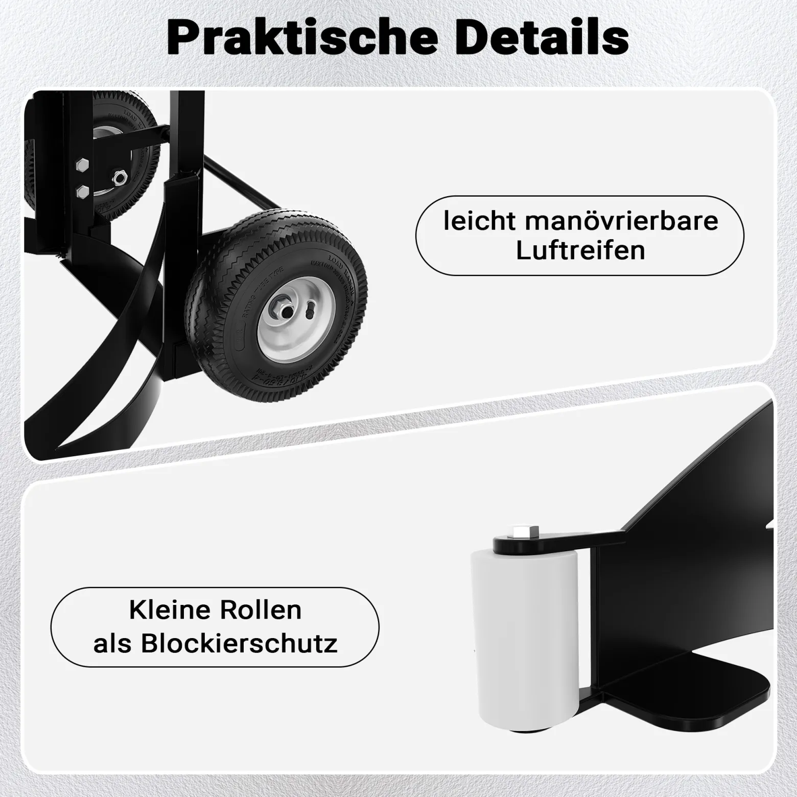 Wiltec Reifenkarre bis 200 kg mit Kippsystem, Transportkarre mit PU Rädern, Reifenwagen mit verstellbaren Greifarmen