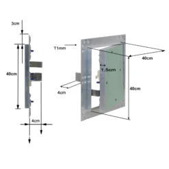 Wiltec Revisionsklappe 40 x 40 cm Revisionstür mit Aluminiumrahmen, Revisionsöffnung mit 12,5 mm Gipskartoneinlage, Revi Klappe für Trockenbau