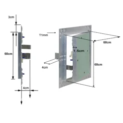 Wiltec Revisionsklappe 60 x 60 cm Revisionstür mit Aluminiumrahmen, Revisionsöffnung mit 12,5 mm Gipskartoneinlage, Revi Klappe für Trockenbau