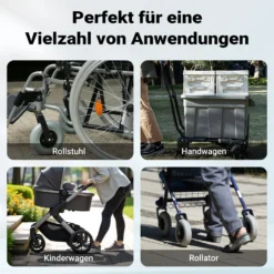 Wiltec Rollstuhlrampe doppelt faltbar 244cm 270kg, mobile Auffahrschiene mit rutschfester Oberfläche als Rollirampe, Aluminium Kofferrampe