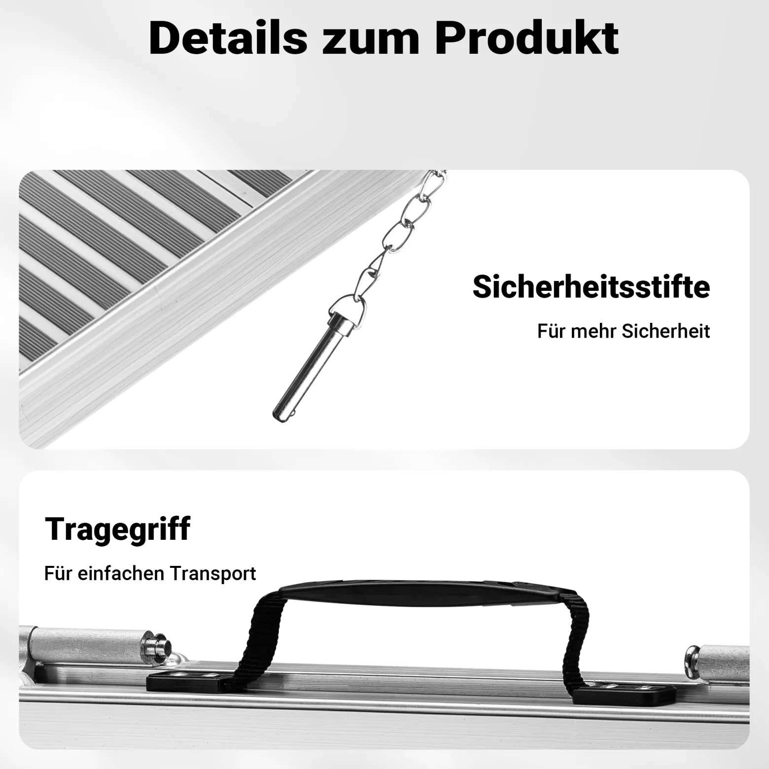 Wiltec Rollstuhlrampe faltbar 122 cm 270 kg, mobile Auffahrschiene als Rollirampe, Aluminium Kofferrampe, Flachrampe klappbar