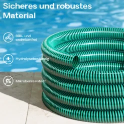 Wiltec Saugschlauch Druckschlauch 50m, flexibel, 20mm (3/4") grün - Made in Europe, zum Anschluss an Teichpumpen und Hauswasserwerke