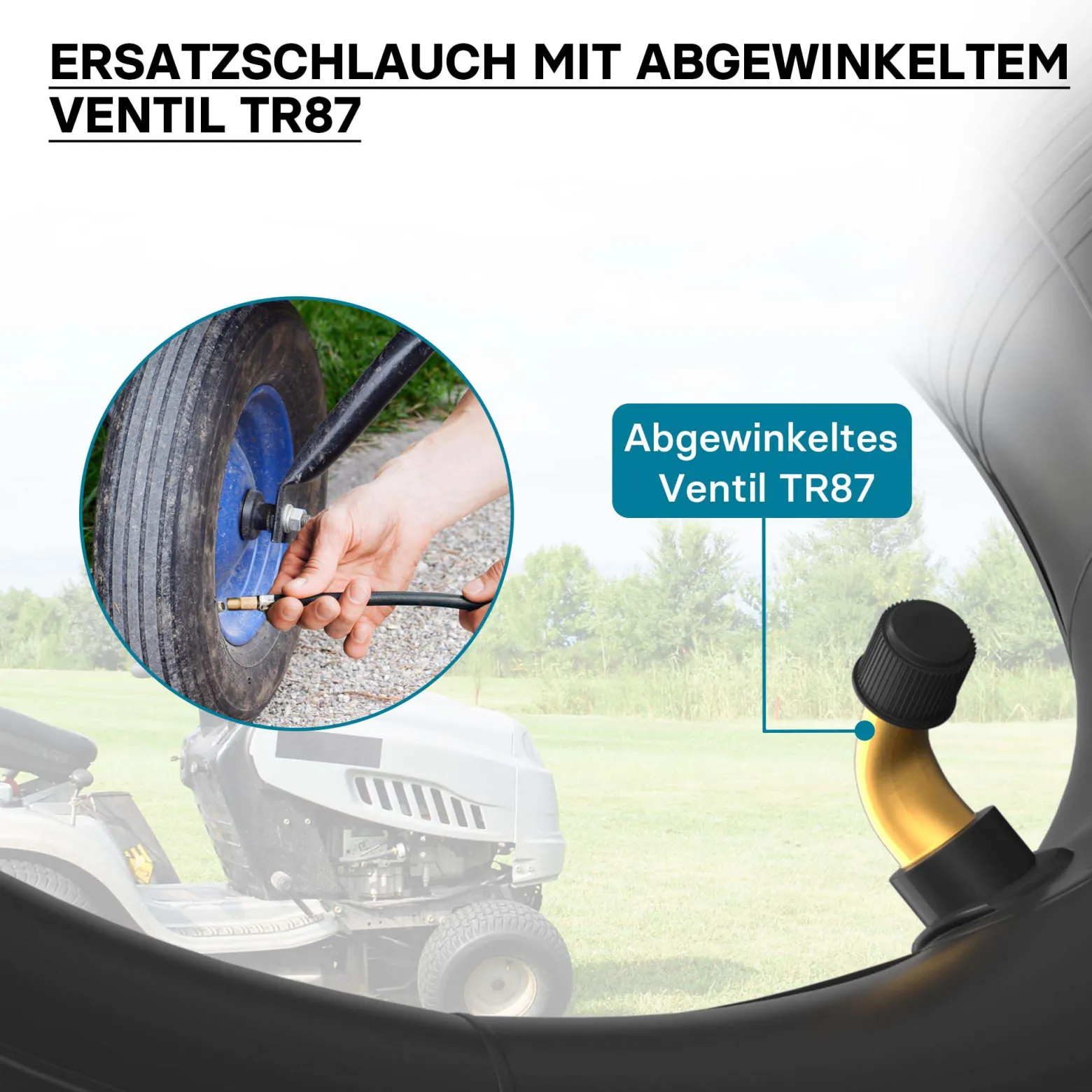 Wiltec Schlauch Luftschlauch für Rasenmäherreifen TR87 16x6.50-8 Rasentraktor Aufsitzmäher