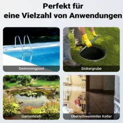 Wiltec Schmutzwasserpumpe mit Sensor 900 W, Tauchpumpe Schmutzwasser mit 2 Modi, Wasserpumpe 15000 l/h, Brunnenpumpe 8,5 m Förderhöhe & 7 m Tiefe