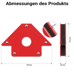 Wiltec Schweißmagnet mit 11 kg Haftkraft, 120 x 80 x 15 mm Schweißwinkel mit 45°, 90° und 135°, Schweißzubehör Magnetwinkel hält Werkstücke zusammen