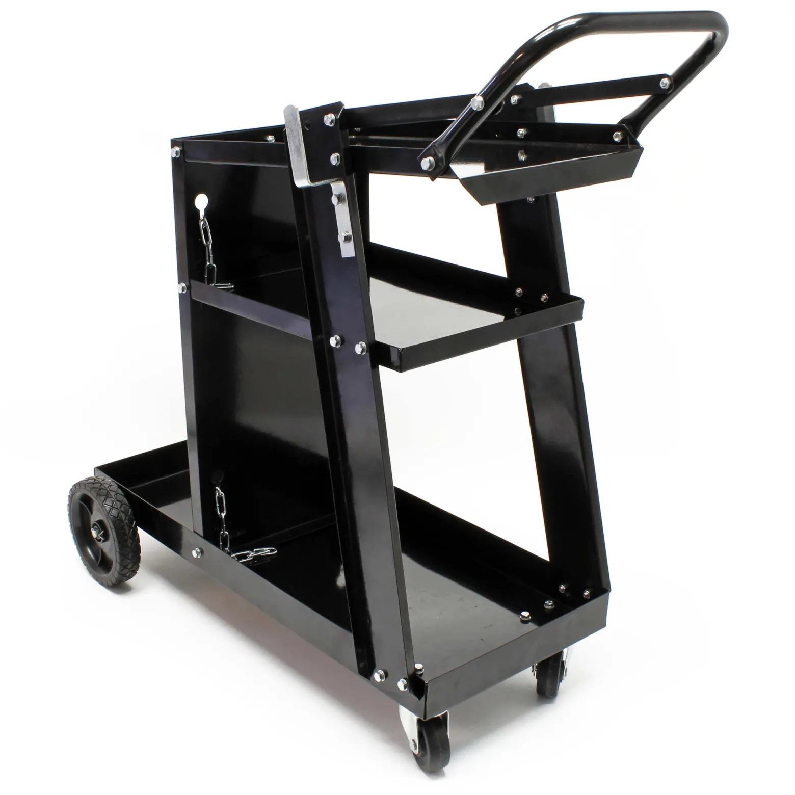 Wiltec Schweißwagen 765 x 745 x 385 mm aus Stahlblech, Werkstattwagen als Schweißmobil, Schweißgerätewagen auf Rollen, Flaschenwagen mit 3 Ablagen