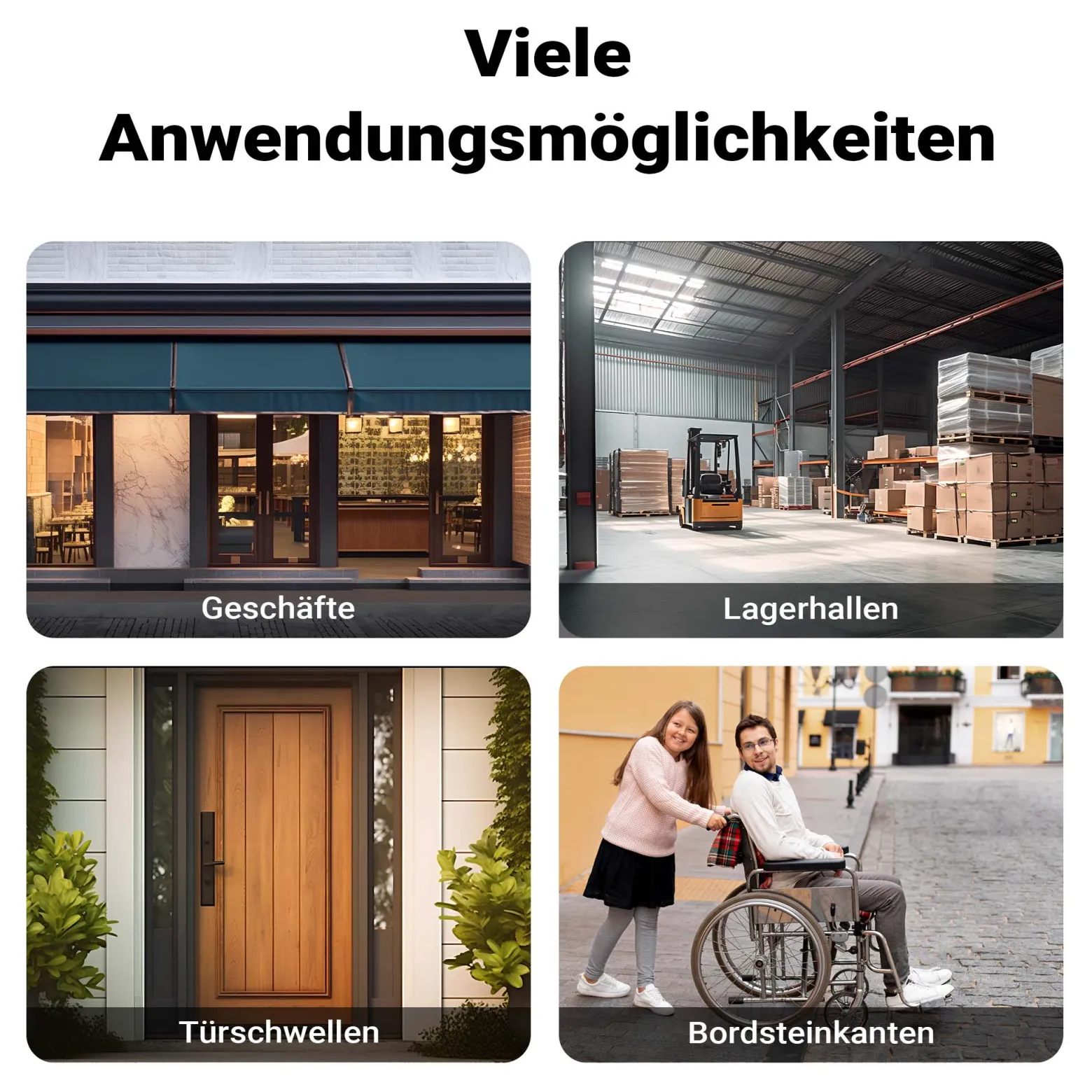 Wiltec Schwellenrampe bis 50 t, Rampe aus robustem Gummi 1100 x 320 x 38 mm, gelbe Reflexionsbänder und Schraubrillen, Auffahrrampe für Pkw, Motorrad, Rollstuhl oder Lkw