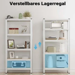 Wiltec Schwerlastregal 180x90x30cm, Gesamtlast 875kg, Steckregal verzinkt aus Stahl, Lastenregal mit 5 Ablagen, Werkstattregal