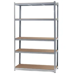 Wiltec Schwerlastregal 100x50x200cm, 200kg/Ablage, Steckregal verzinkt aus Stahl, Lastenregal mit 5 Ablagen, Werkstattregal