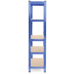 Wiltec Schwerlastregal 120x50x204cm, 200kg/Ebene, Steckregal blau, Lastenregal mit 5 Ablagen, Werkstattregal