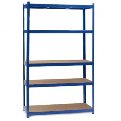 Wiltec Schwerlastregal 120x60x204cm, 200kg/Ebene, Steckregal blau, Lastenregal mit 5 Ablagen, Werkstattregal